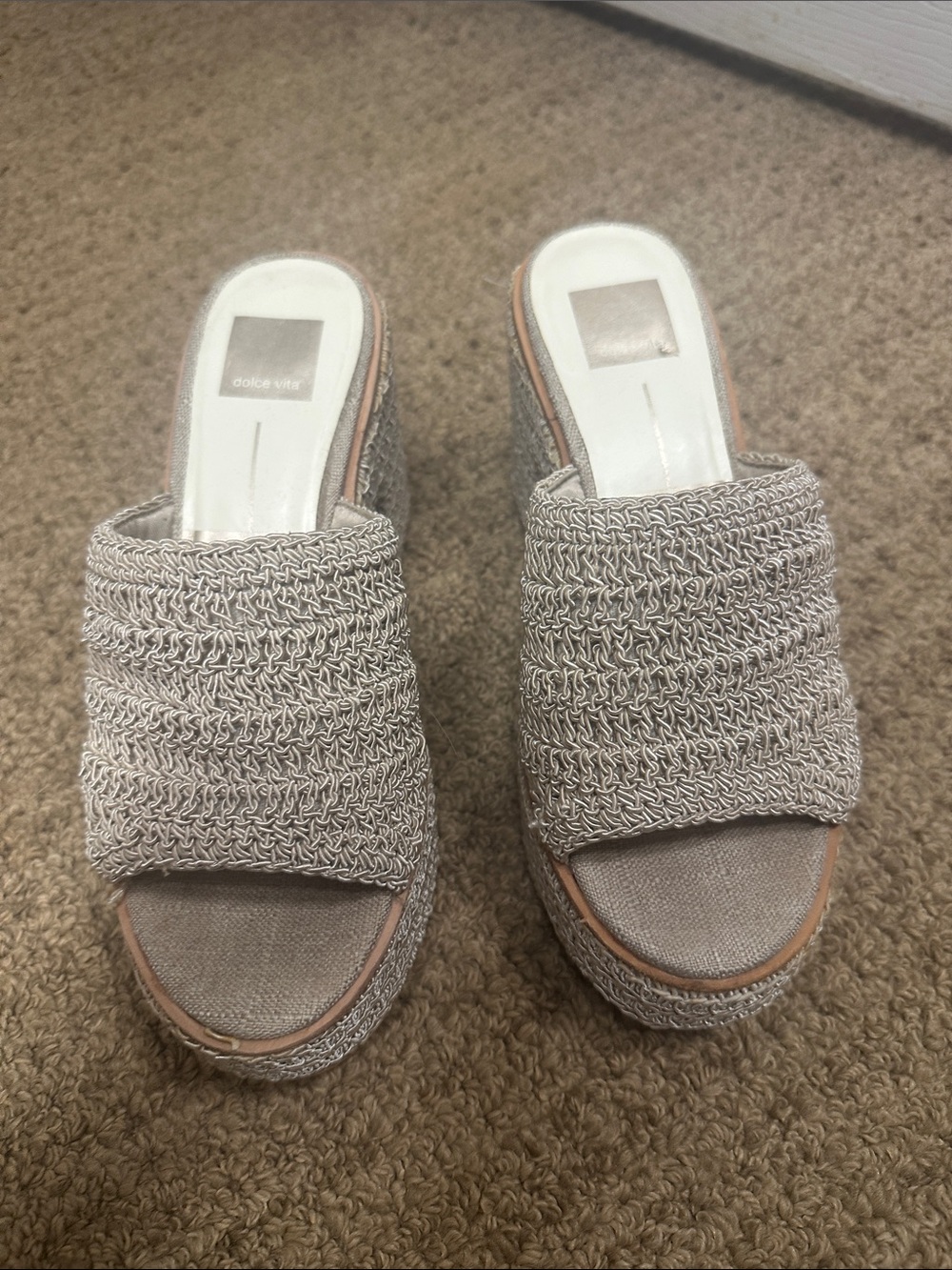 Dolce Vita Beige Woven Slide Mules